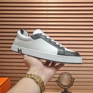 Hermès Oran Sneaker White and Black Leather Lifestyle Sneakers