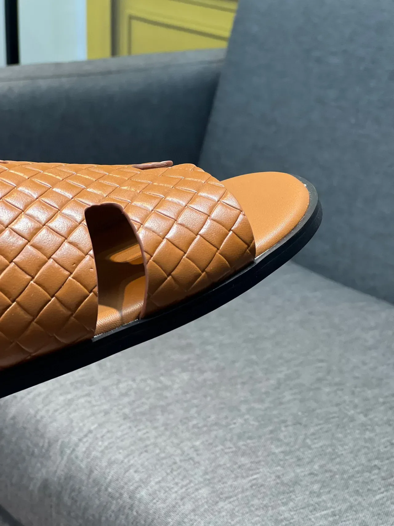 Hermès Oran Woven Leather Tan Slippers 4