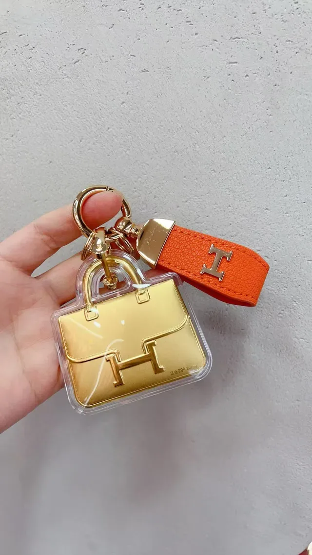 Hermès Orange Black Leather Strap Gold-Tone Metal 'H' Logo Handbag 2