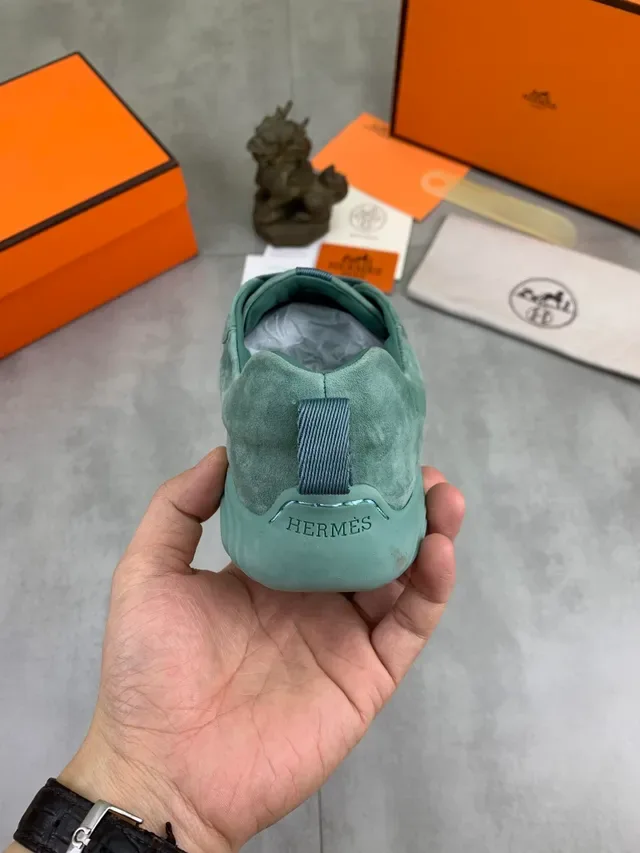 Hermès Perforated Suede Teal Green Lifestyle Sneaker 3
