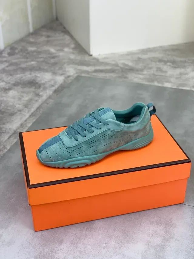 Hermès Perforated Suede Teal Green Lifestyle Sneaker 4