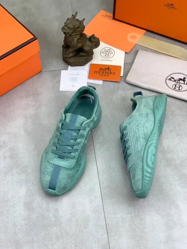 Hermès Perforated Suede Teal Green Lifestyle Sneaker 5