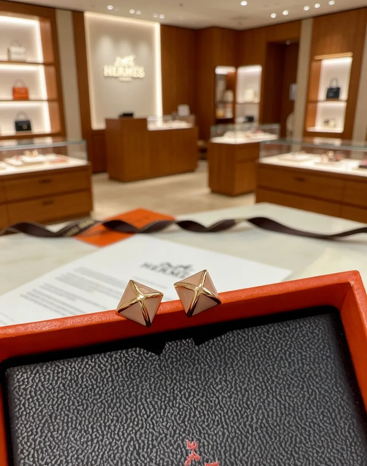 Hermès Square Enamel X-Motif Stud Earrings 2