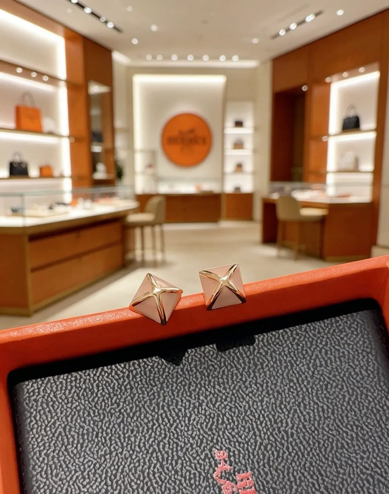 Hermès Square Enamel X-Motif Stud Earrings 6