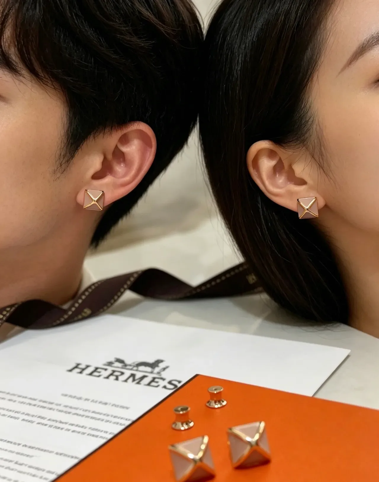Hermès Square Enamel X-Motif Stud Earrings 7