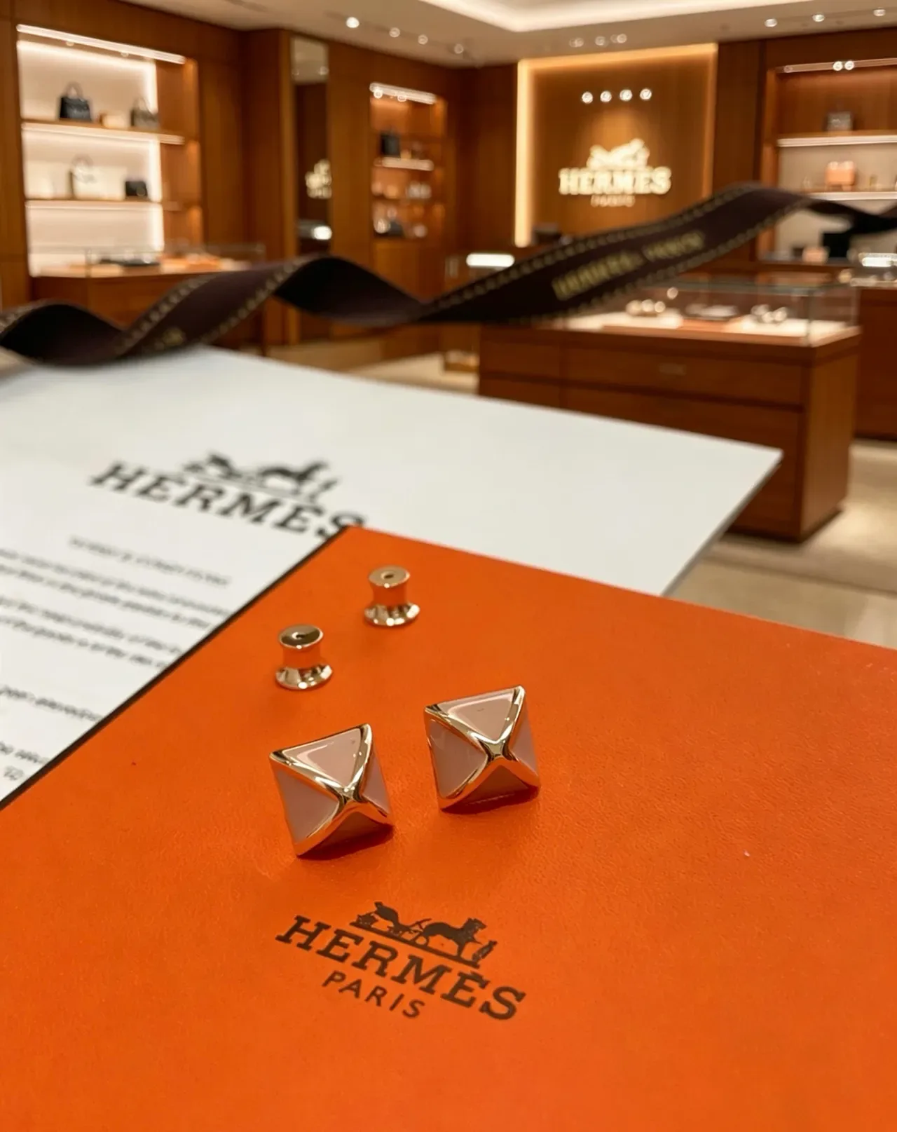 Hermès Square Enamel X-Motif Stud Earrings 9