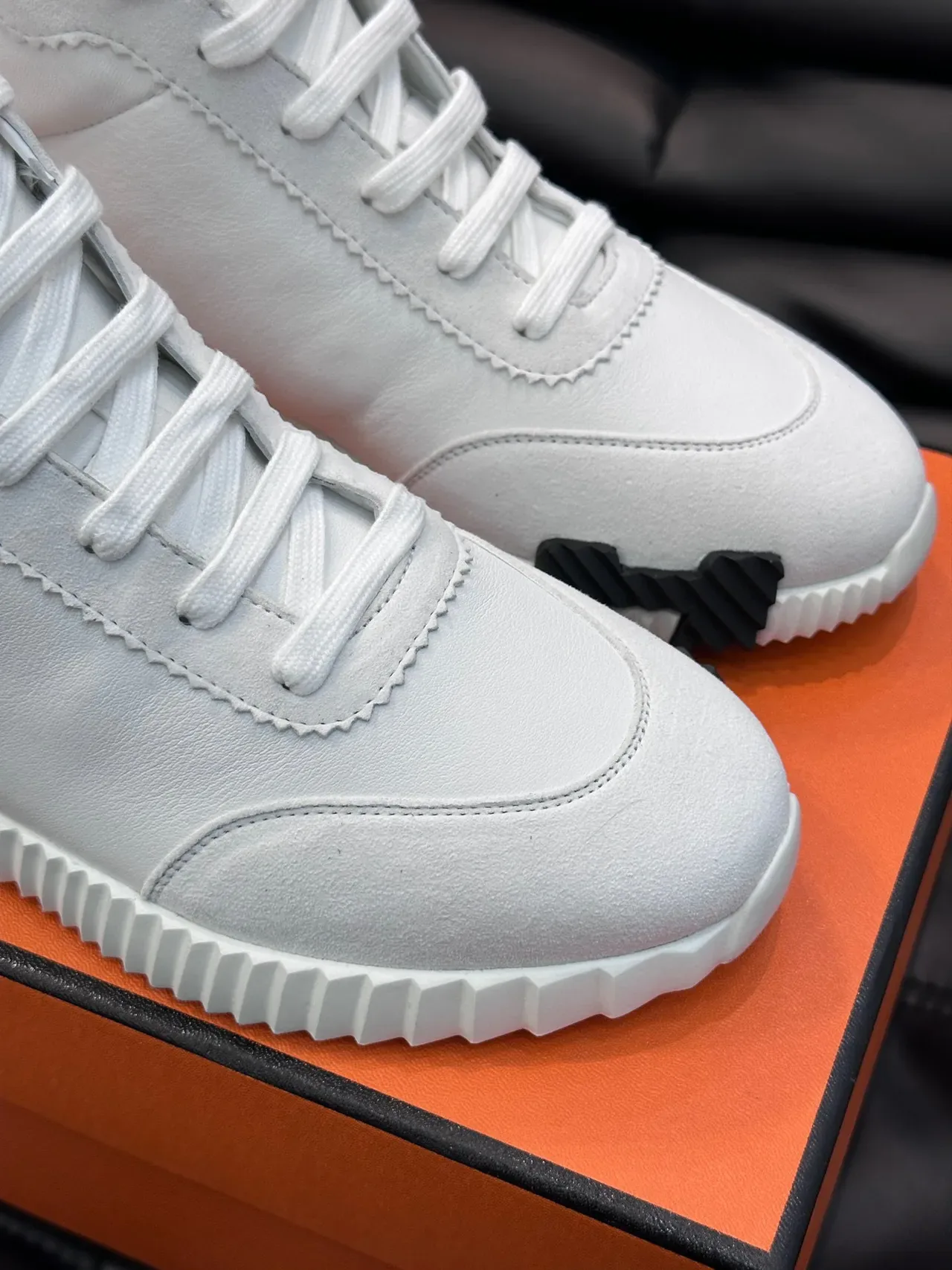 Hermès White Black High-Top Sculpted Ridged Sole Lifestyle Sneakers 7