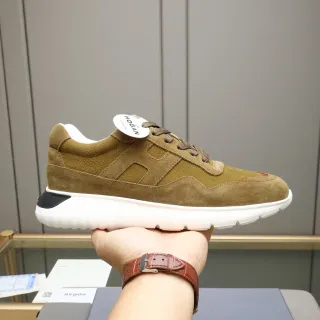 Hogan Brown White Suede Upper Chunky Sole Lifestyle Sneakers