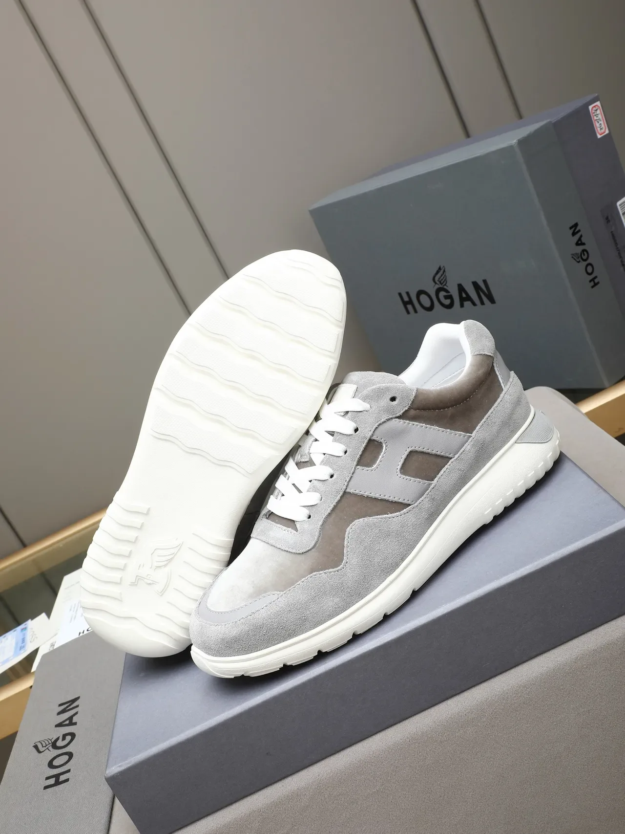 Hogan H322 Gray Suede H-Logo Lifestyle Sneakers 4