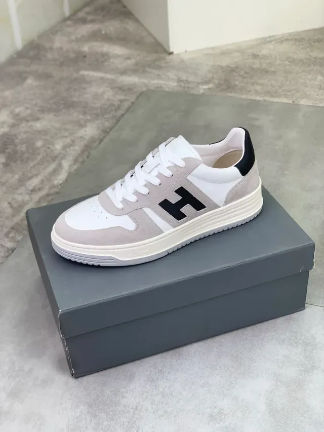 Hogan White Gray Low-Top Suede-Leather Panelled Lifestyle Sneakers 4