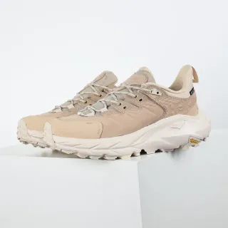 Hoka Beige Blanco Voluminoso Trail-Inspirado Estilo Gaiter Cuello Estilo de Vida Zapatillas