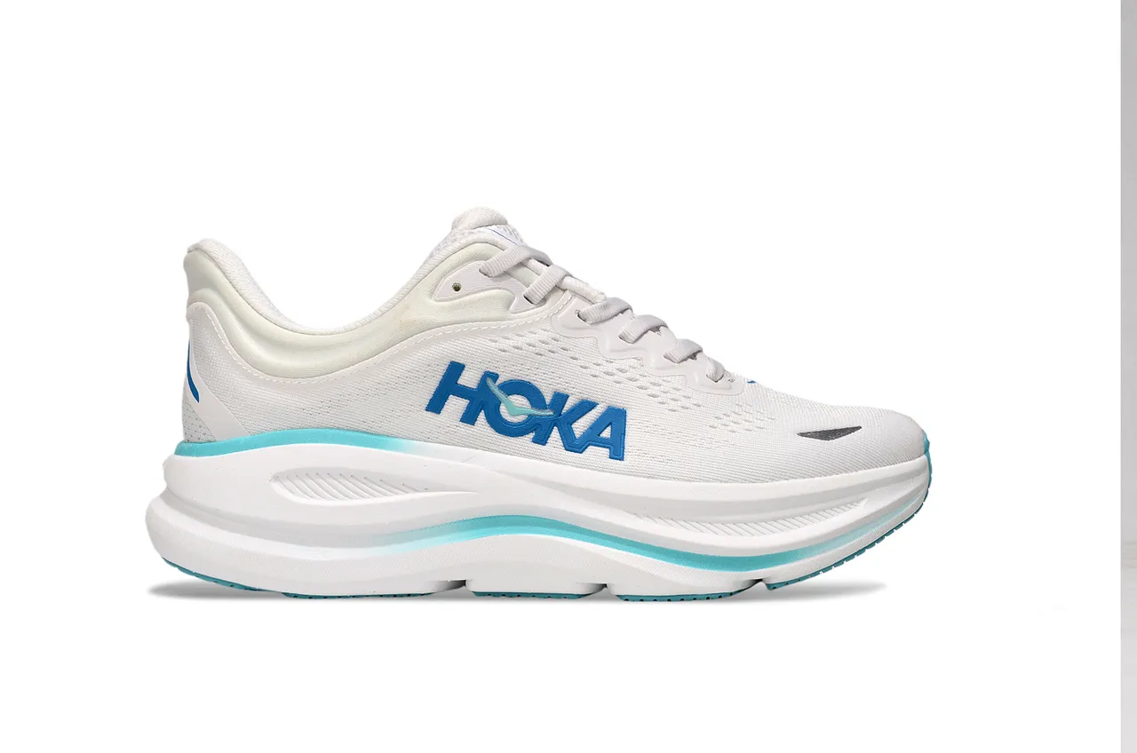 Hoka Clifton Blanc/Bleu Haut en maille ingénierisée Semelle moyenne EVA épaisse Chaussures de running 2