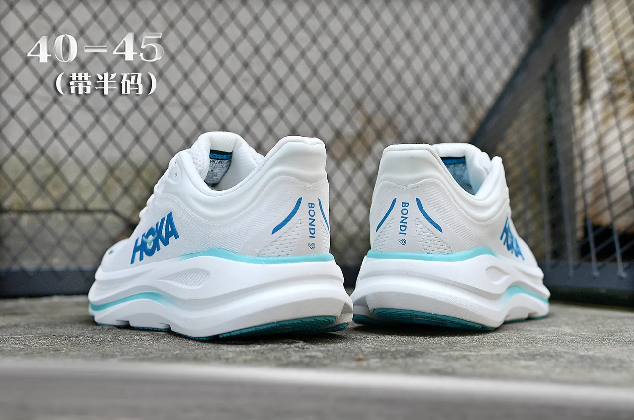 Hoka Clifton Blanc/Bleu Haut en maille ingénierisée Semelle moyenne EVA épaisse Chaussures de running 6