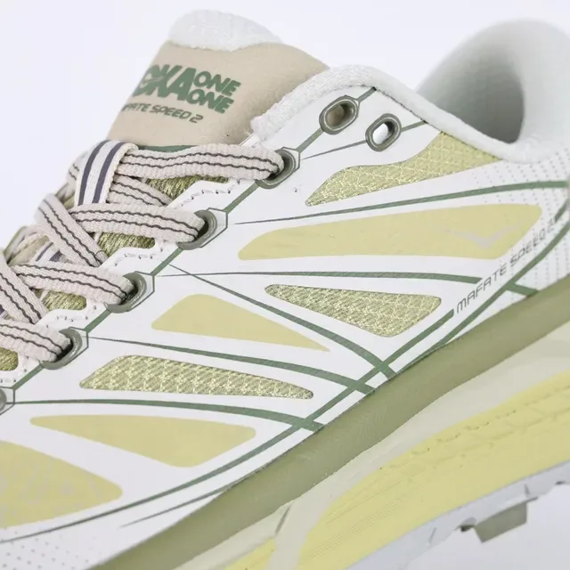 Hoka Mafate Speed Off-White and Pale Yellow Trail Running Shoes 6