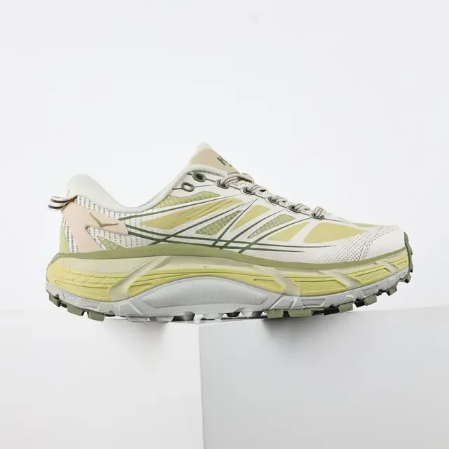 Hoka Mafate Speed Off-White and Pale Yellow Trail Running Shoes 7