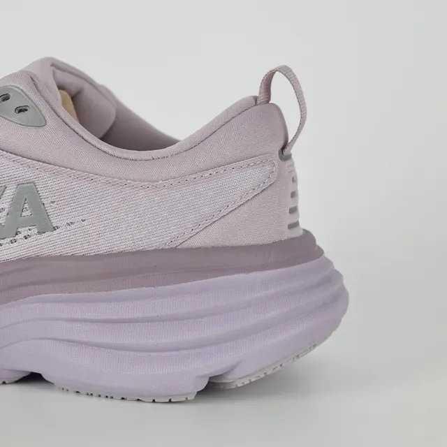 Hoka Purple Gray Engineered Knit Upper Stacked Cushioned Midsole Running Shoes 4