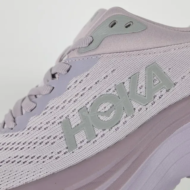 Hoka Purple Gray Engineered Knit Upper Stacked Cushioned Midsole Running Shoes 6