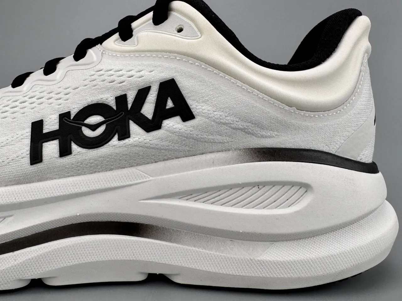 Hoka White Black Maximalist Cushioning Engineered Mesh Upper Running Shoes 7
