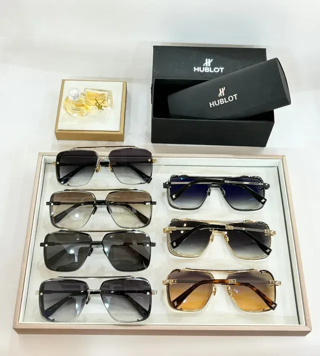 Hublot Oversized Aviator Black Silver Metal Frame Sunglasses 3