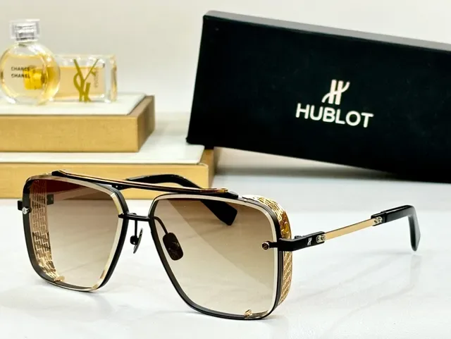 Hublot Oversized Aviator Black Silver Metal Frame Sunglasses 4