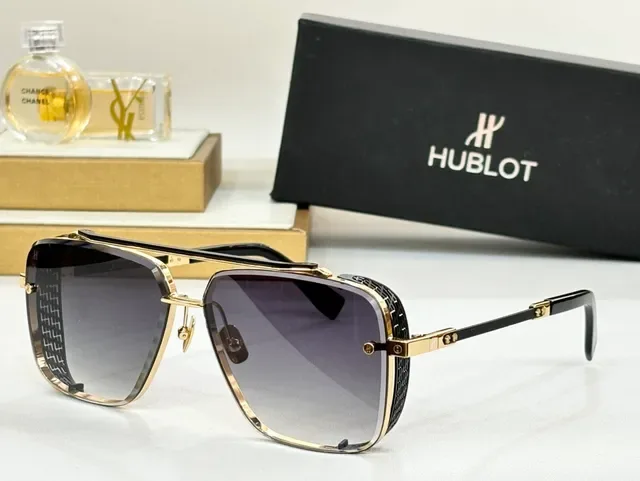 Hublot Oversized Aviator Black Silver Metal Frame Sunglasses 5