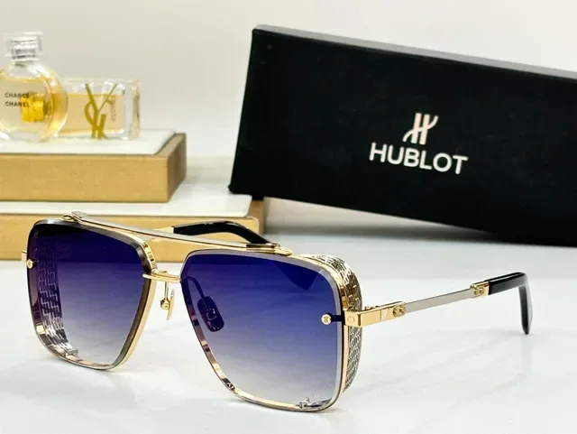 Hublot Oversized Aviator Black Silver Metal Frame Sunglasses 6
