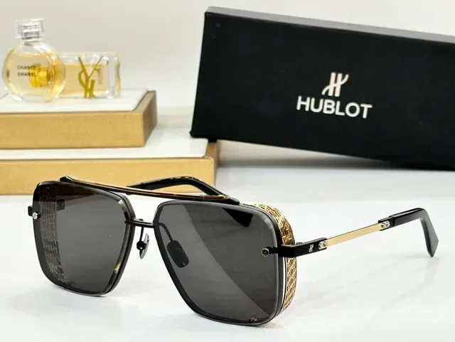 Hublot Oversized Aviator Black Silver Metal Frame Sunglasses 8