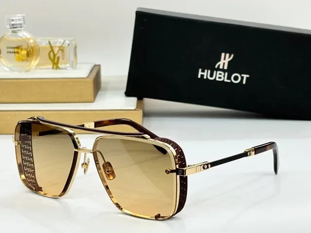 Hublot Oversized Aviator Black Silver Metal Frame Sunglasses 9