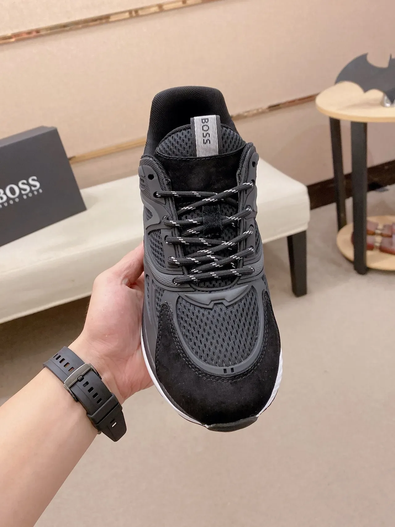 Hugo Boss Black Mesh and Suede Lifestyle Sneaker 4