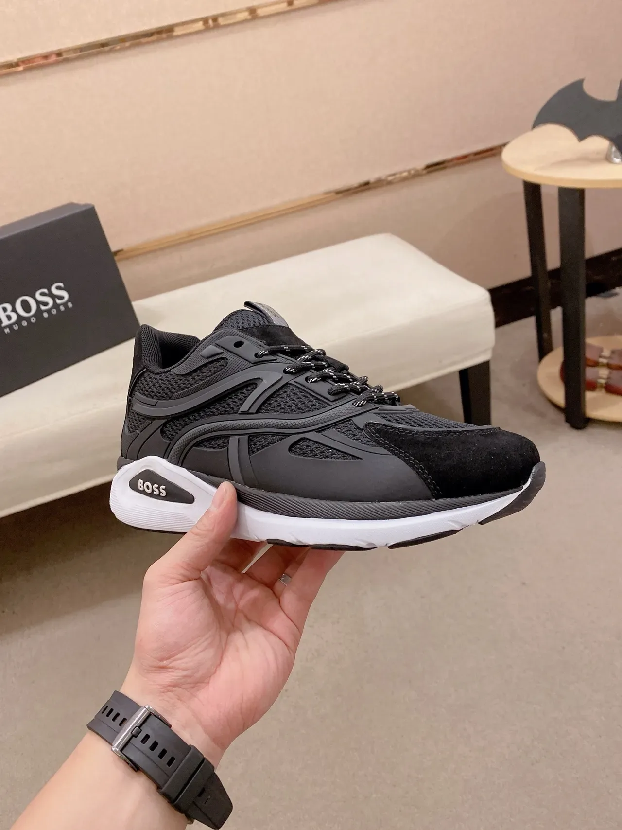 Hugo Boss Black Mesh and Suede Lifestyle Sneaker 5