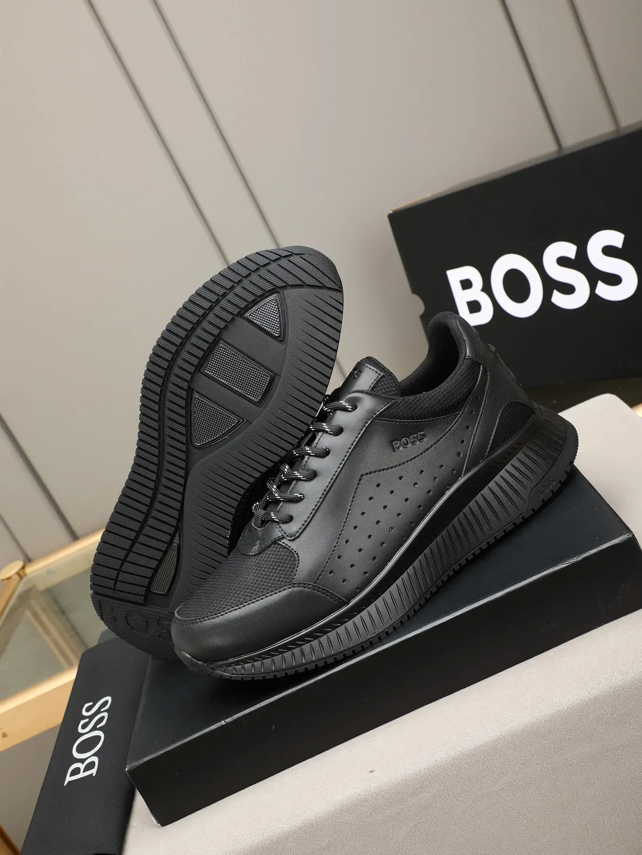 Hugo Boss Black Perforated Leather Lifestyle Sneaker 4