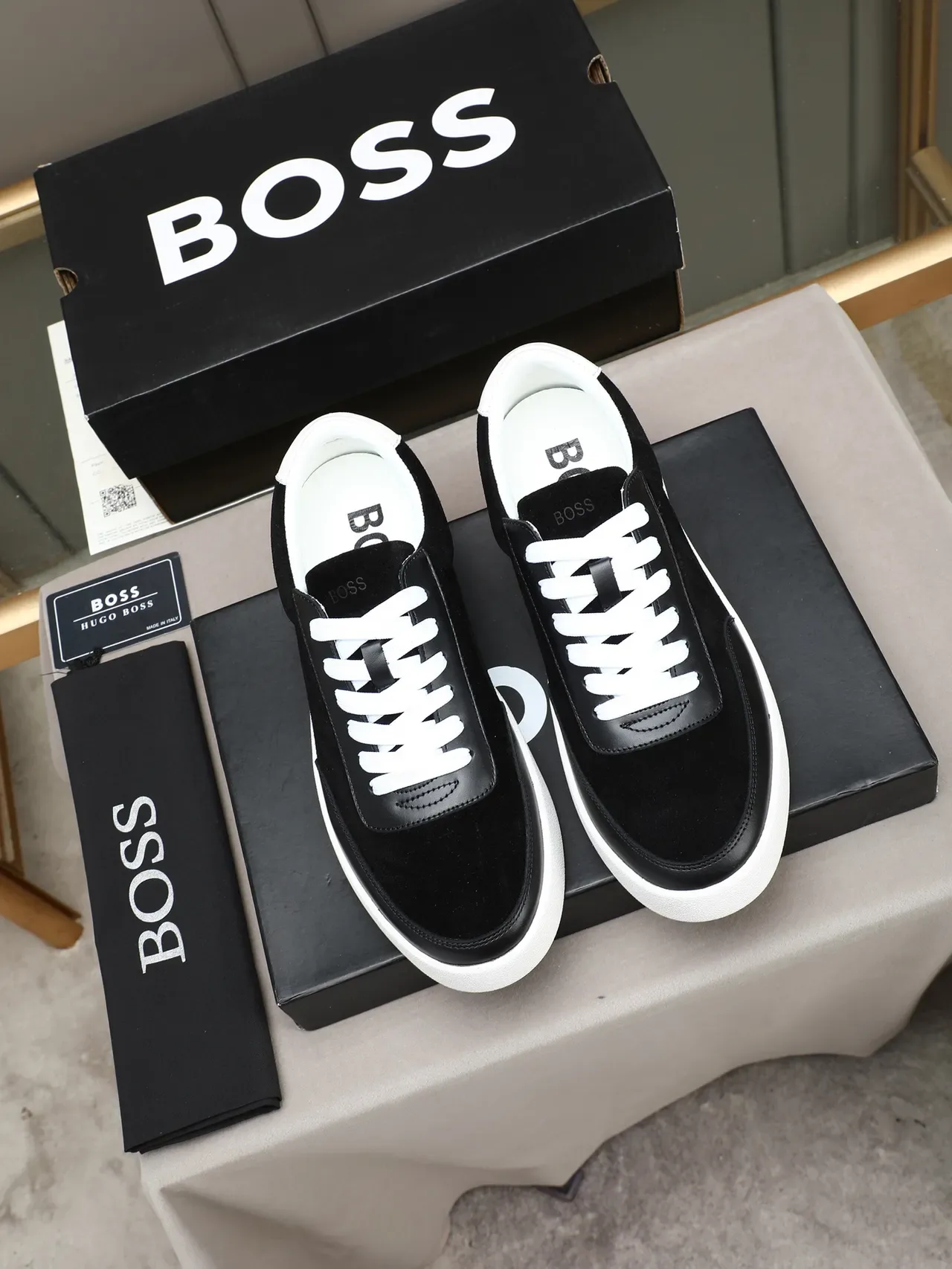 Hugo Boss Black Suede and Leather Platform Lifestyle Sneakers 2