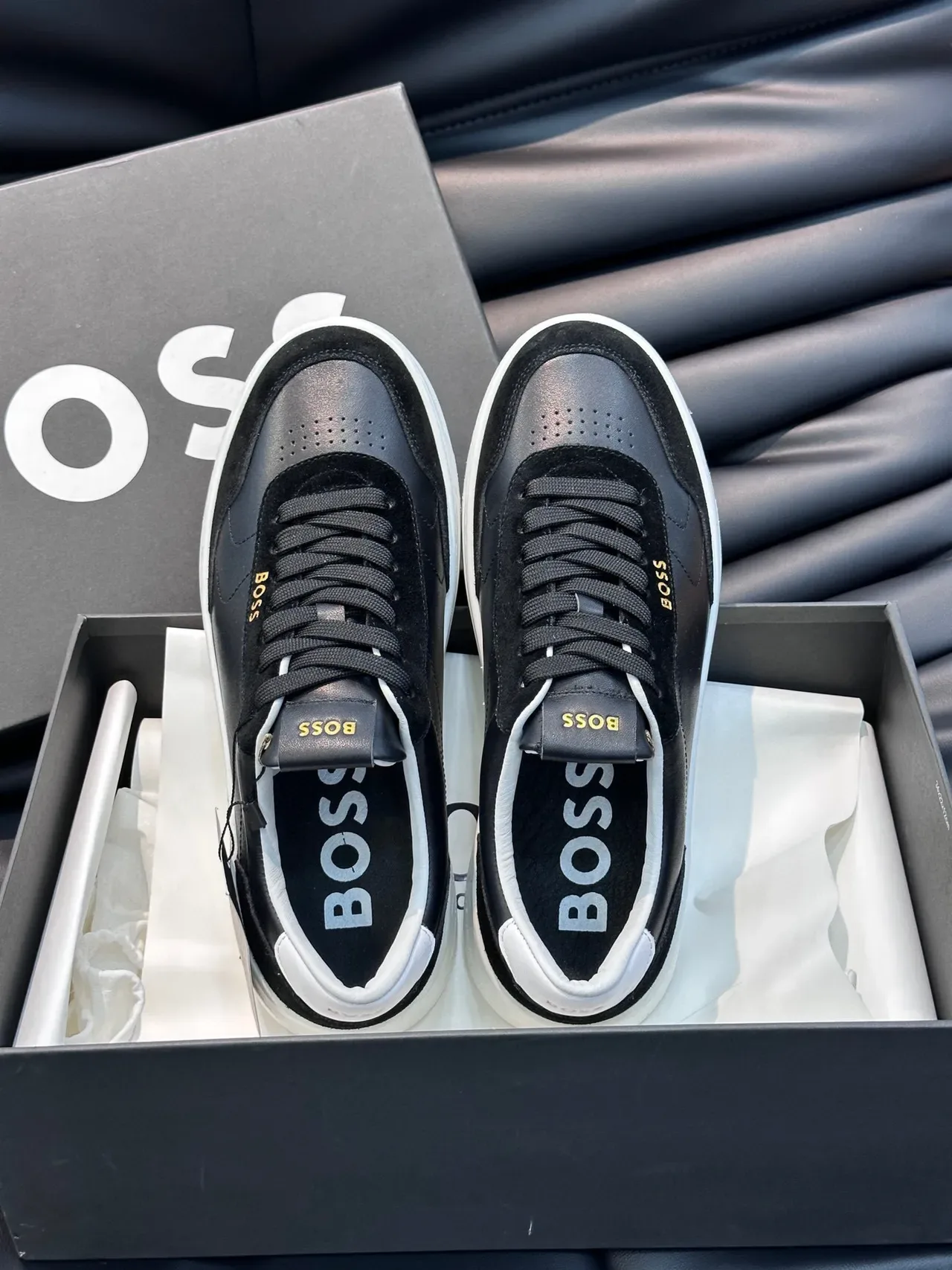 Hugo Boss Chaussures Lifestyle Noir Blanc Low-Top Matériau Mixte 5