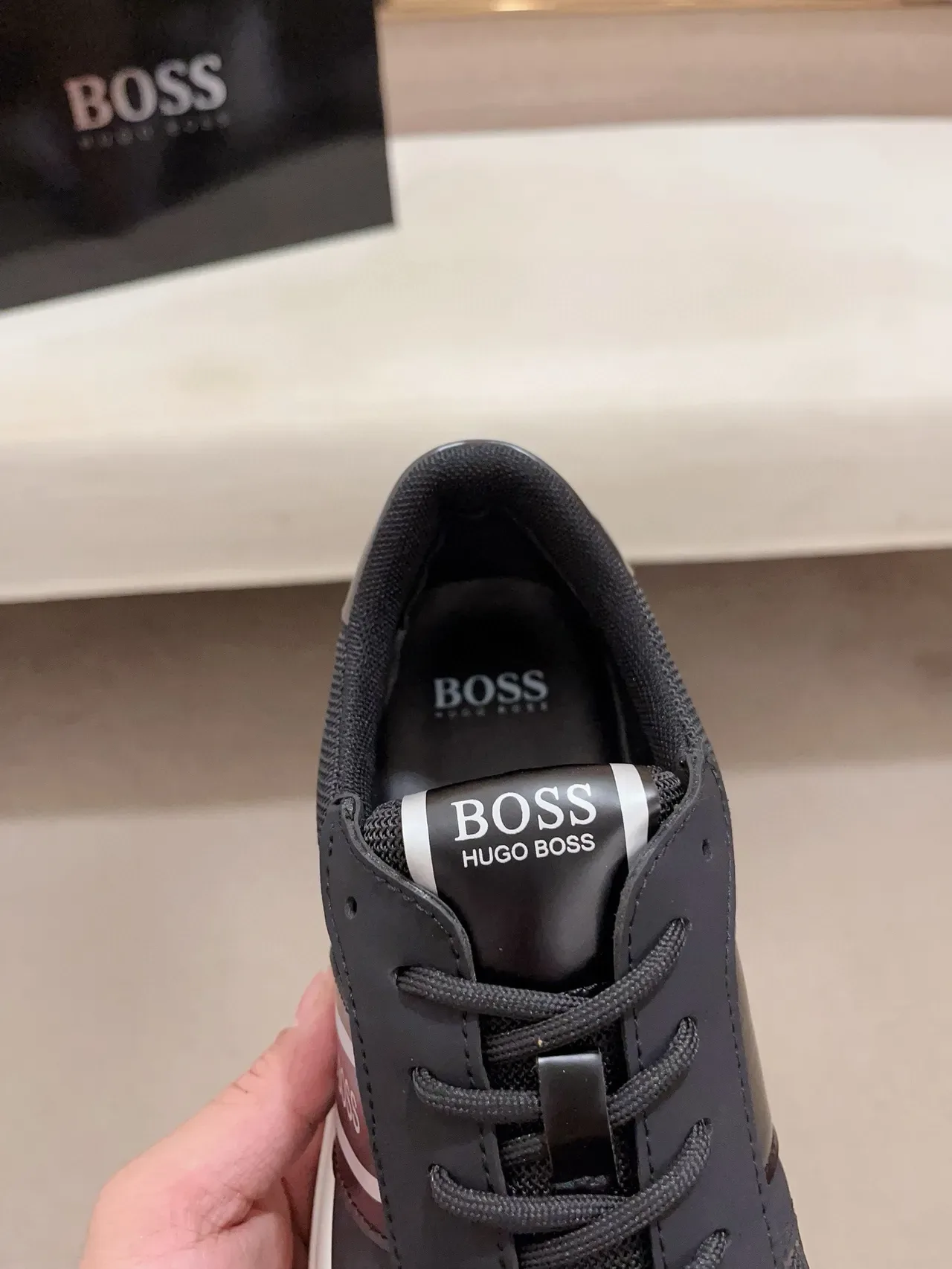 Hugo Boss Tênis Lifestyle Pretos Brancos Malha e Sintético Solado Plataforma Multicamadas 6