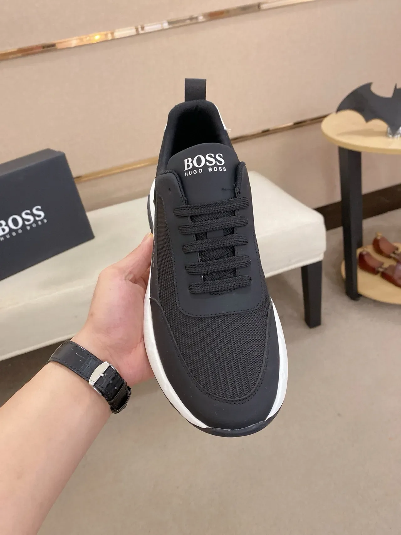 Hugo Boss Sneakers Lifestyle Noir Blanc avec Upper Mesh-Synthetic Contraste Midsole 2
