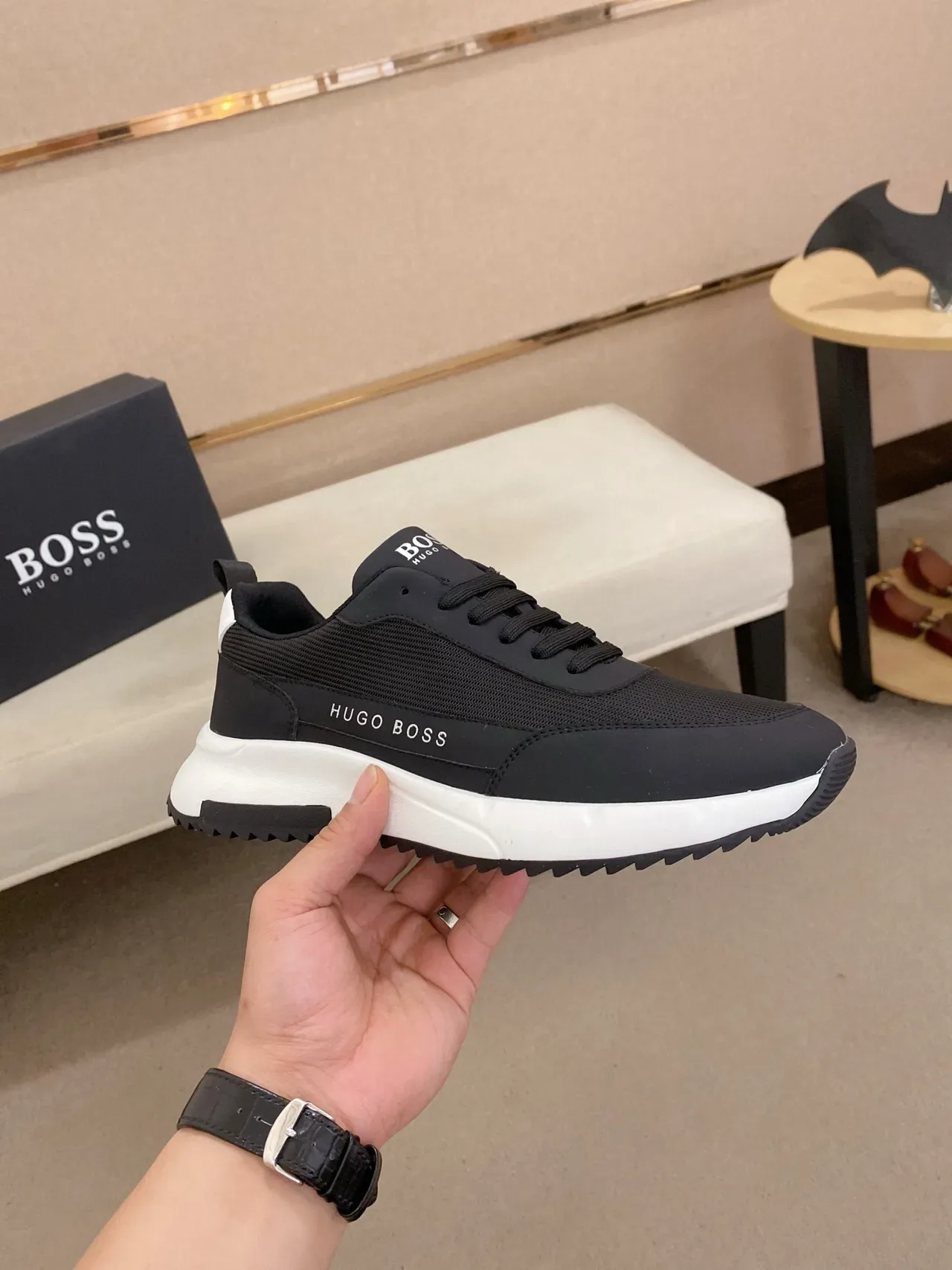 Hugo Boss Sneakers Lifestyle Noir Blanc avec Upper Mesh-Synthetic Contraste Midsole 4