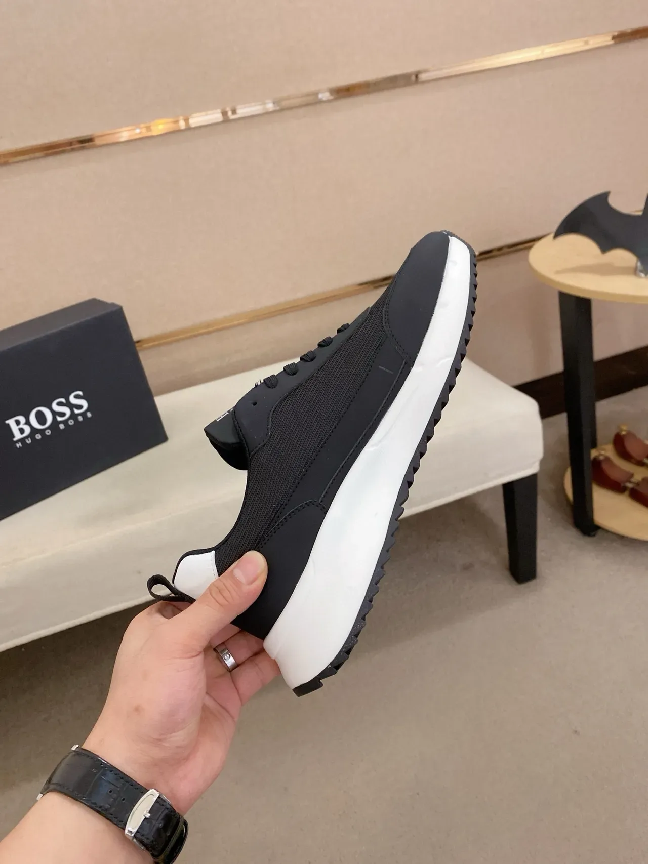 Hugo Boss Sneakers Lifestyle Noir Blanc avec Upper Mesh-Synthetic Contraste Midsole 5