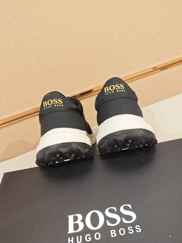 Hugo Boss Black White Textile Upper Layered Midsole Sneakers 4