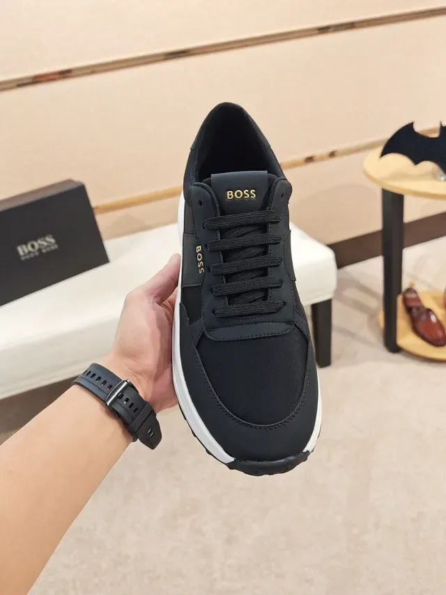 Hugo Boss Black White Textile Upper Layered Midsole Sneakers 6