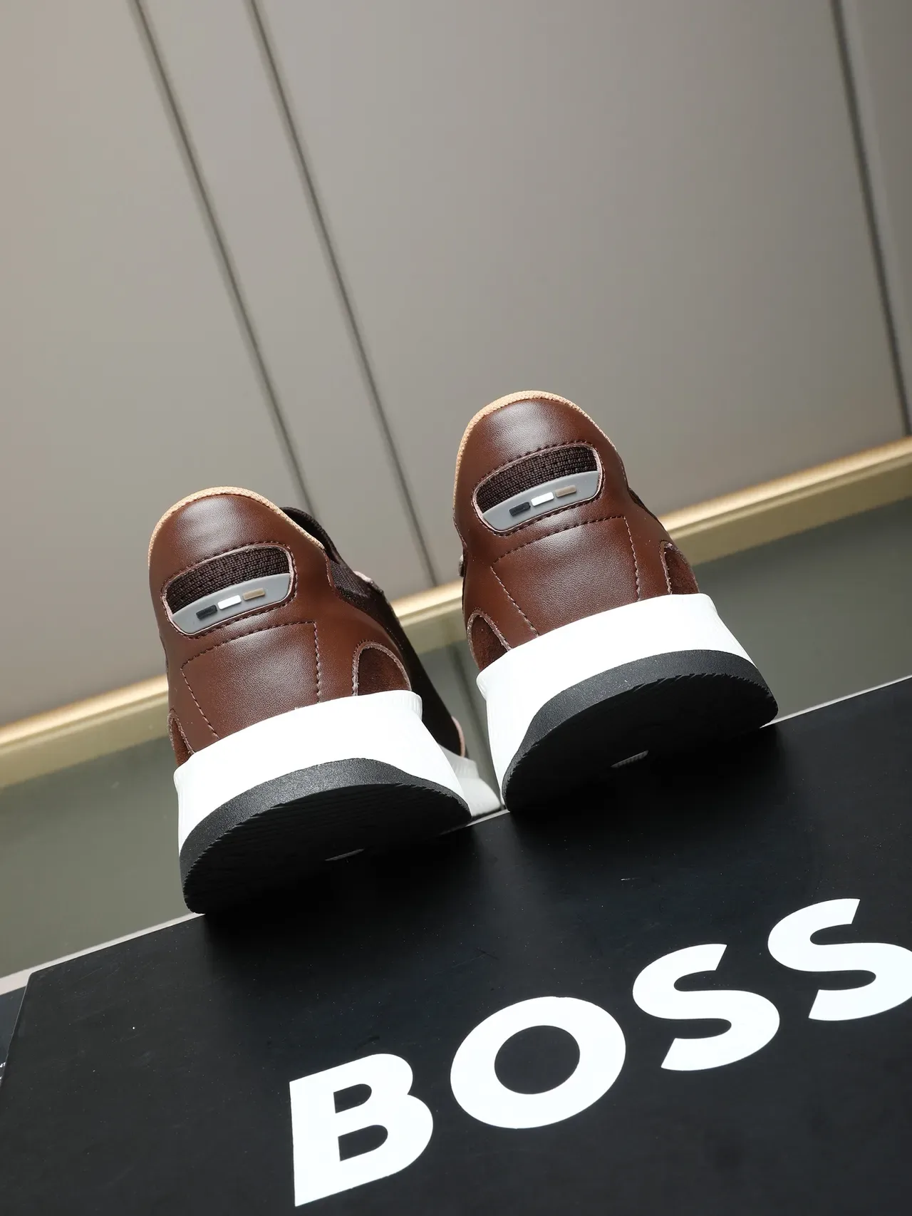 Hugo Boss Brown Mesh and Leather Lifestyle Sneaker 3