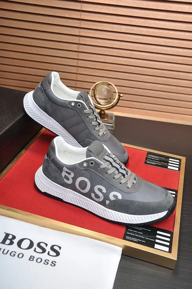 Hugo Boss Gray and White Logo Lifestyle Sneakers 5