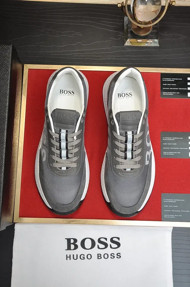 Hugo Boss Gray and White Logo Lifestyle Sneakers 9