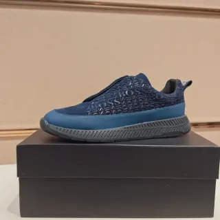 Hugo Boss Logo-Embossed Navy Slip-On Lifestyle Sneakers