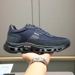 Hugo Boss Navy Black Mixed-Material Upper Sculpted Ventilated Midsole Lifestyle Sneakers