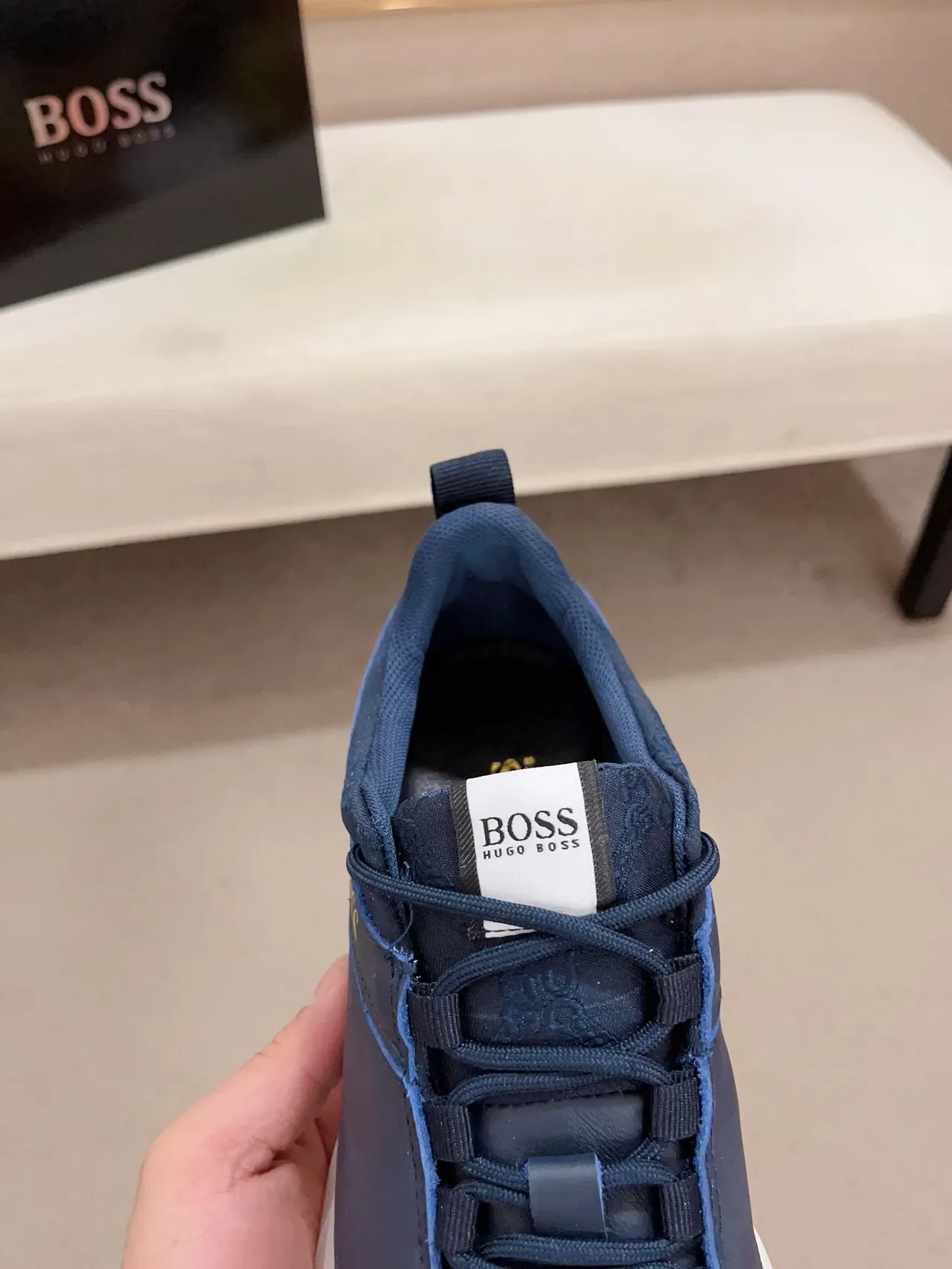 Hugo Boss Chaussures Lifestyle Bleu Marine Logo Or 6