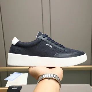 Hugo Boss Navy White Mesh And Leather Upper Platform Sole Lifestyle Sneakers