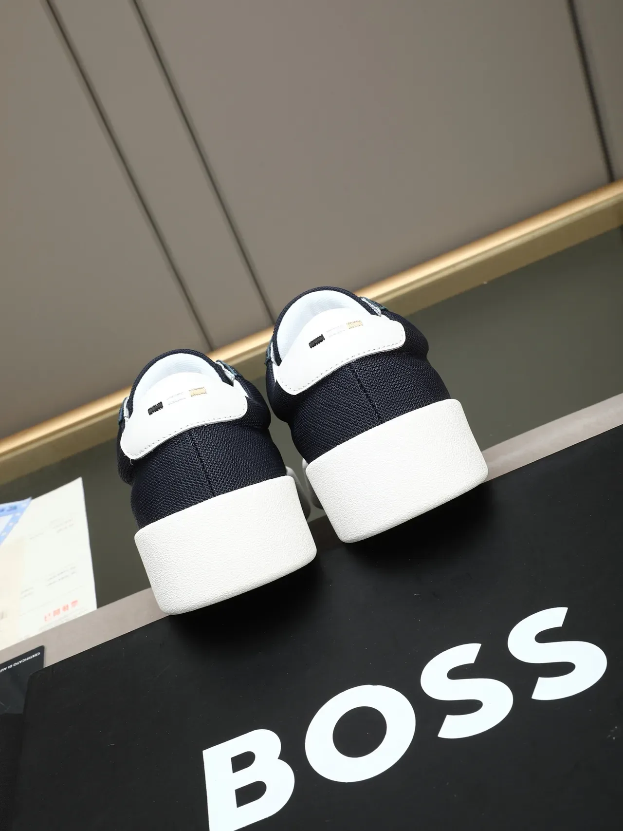 Hugo Boss Navy White Mesh And Leather Upper Platform Sole Lifestyle Sneakers 3