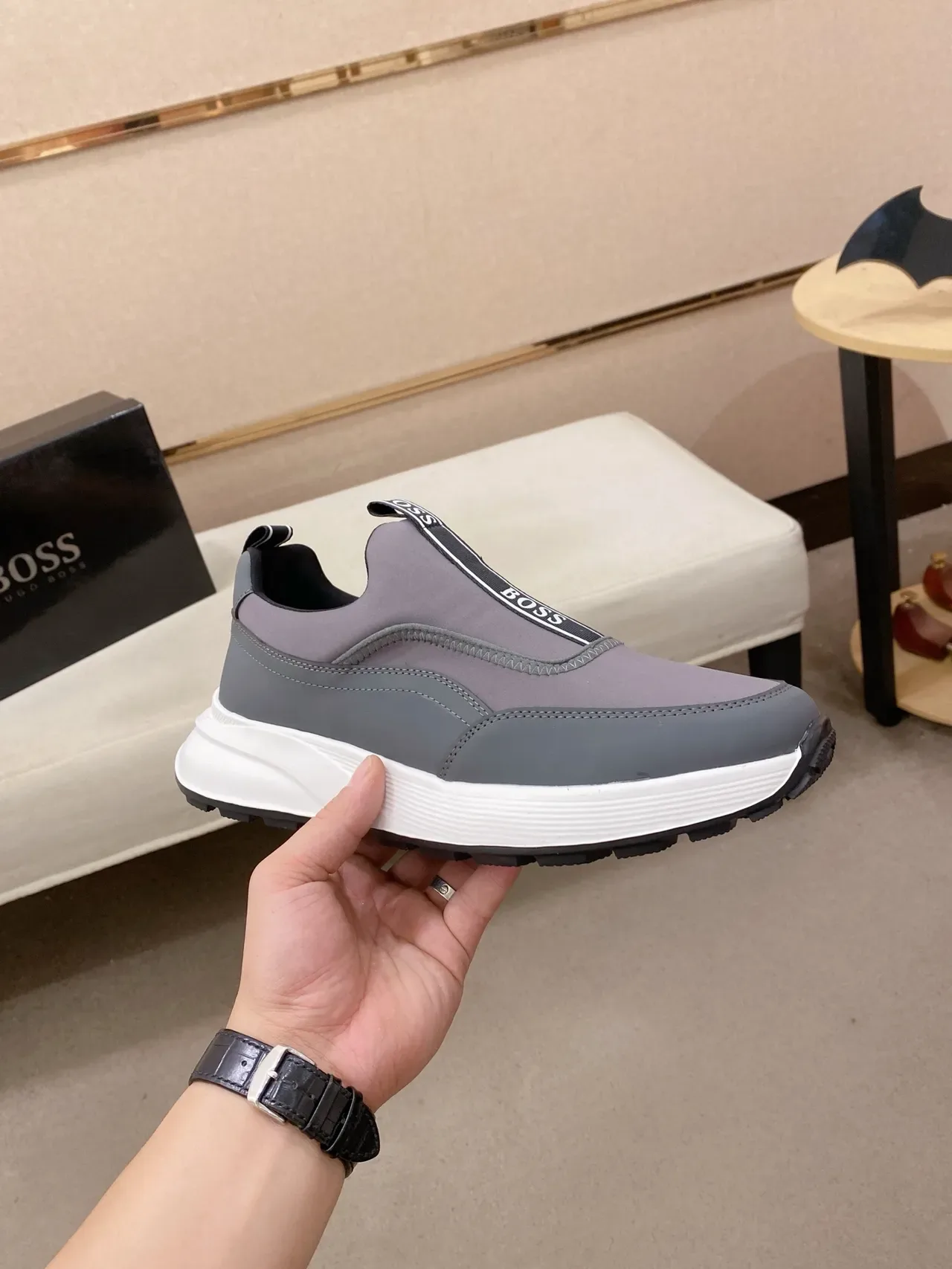Hugo Boss Speed Trainer Gray and White Lifestyle Sneakers 5