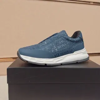 Hugo Boss Speed Trainer Navy White Slip-On Embossed Logo Lifestyle Sneakers
