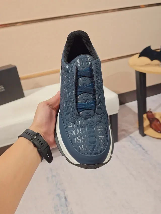Sneakers lifestyle Hugo Boss Speed Trainer Navy White Slip-On logo embossé 5